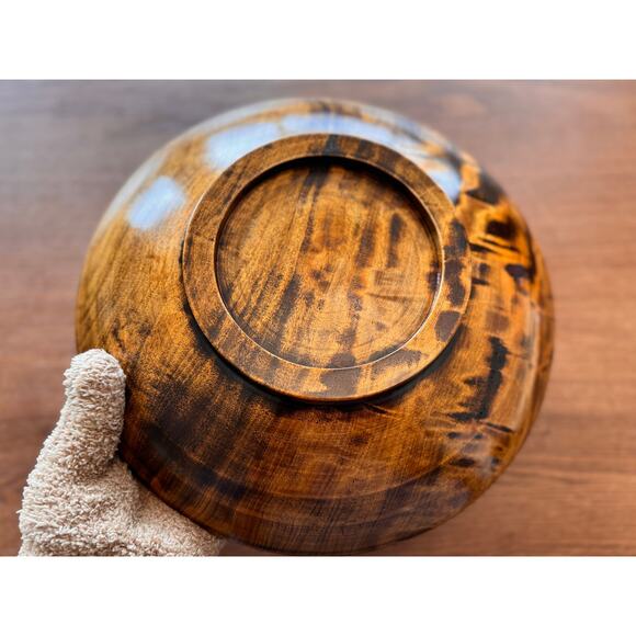 [Like New] Vintage Japanese Large Wooden Plate, hand-carved, urushi finish - Picture 9 of 15